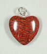 Red Heart, Agatized Dinosaur Bone (Gembone) Pendant #84763-1